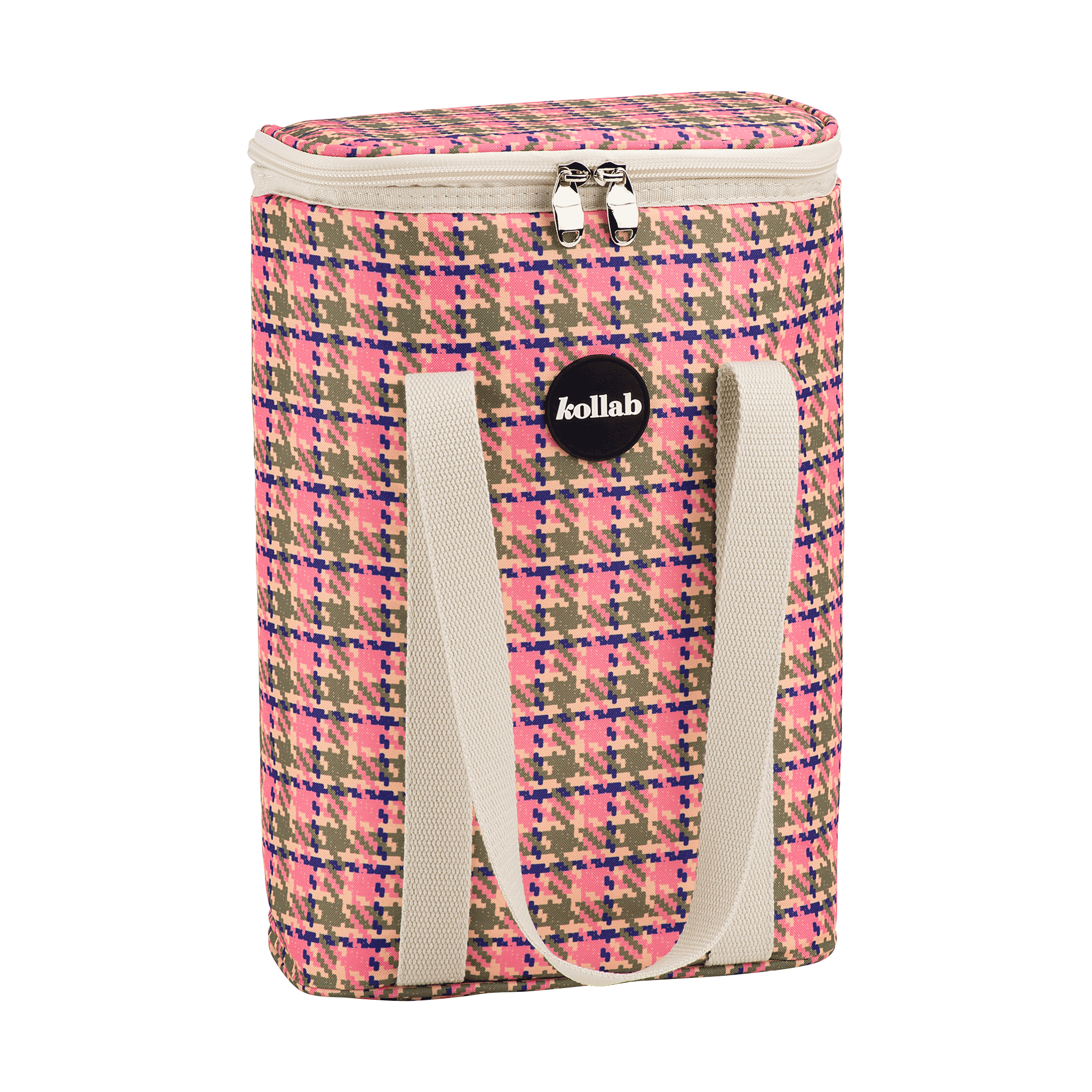 Kollab Holiday Wine Cooler Bag Pink Houndstooth